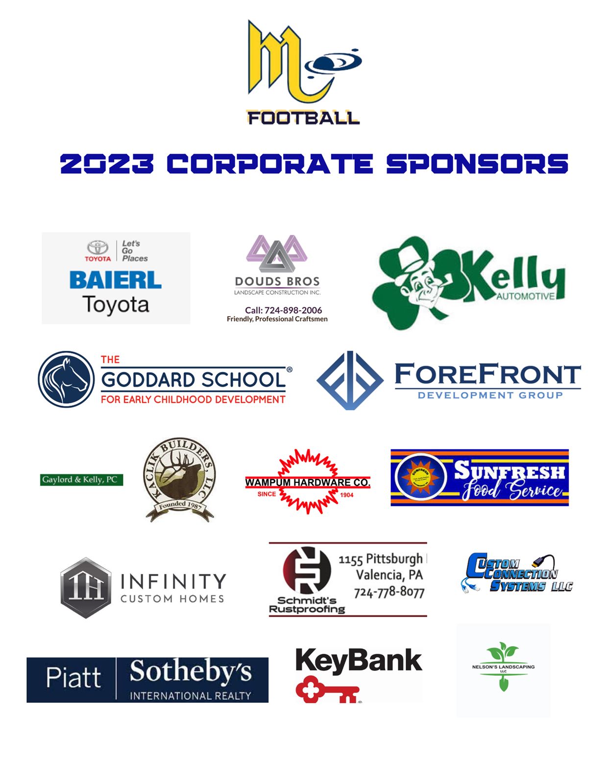 2023 corporate sponsors of Mars Football