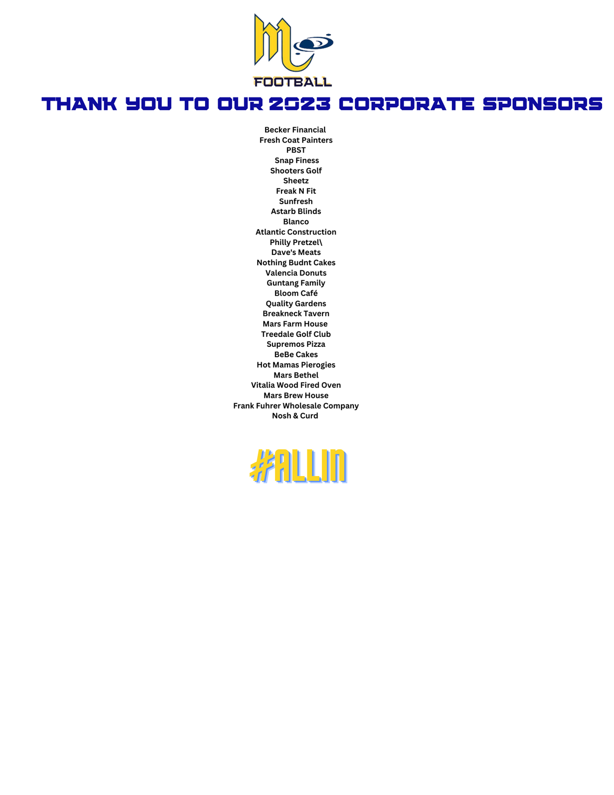 Thank you to our 2023 corporate sponsors
