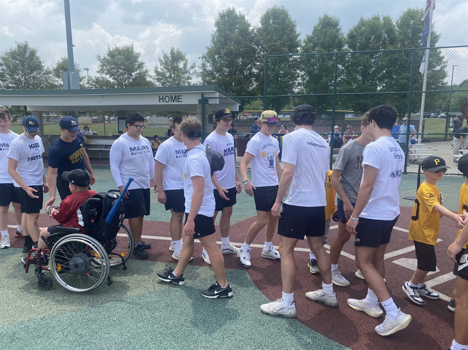 Mars football players at the Miracle League Field
