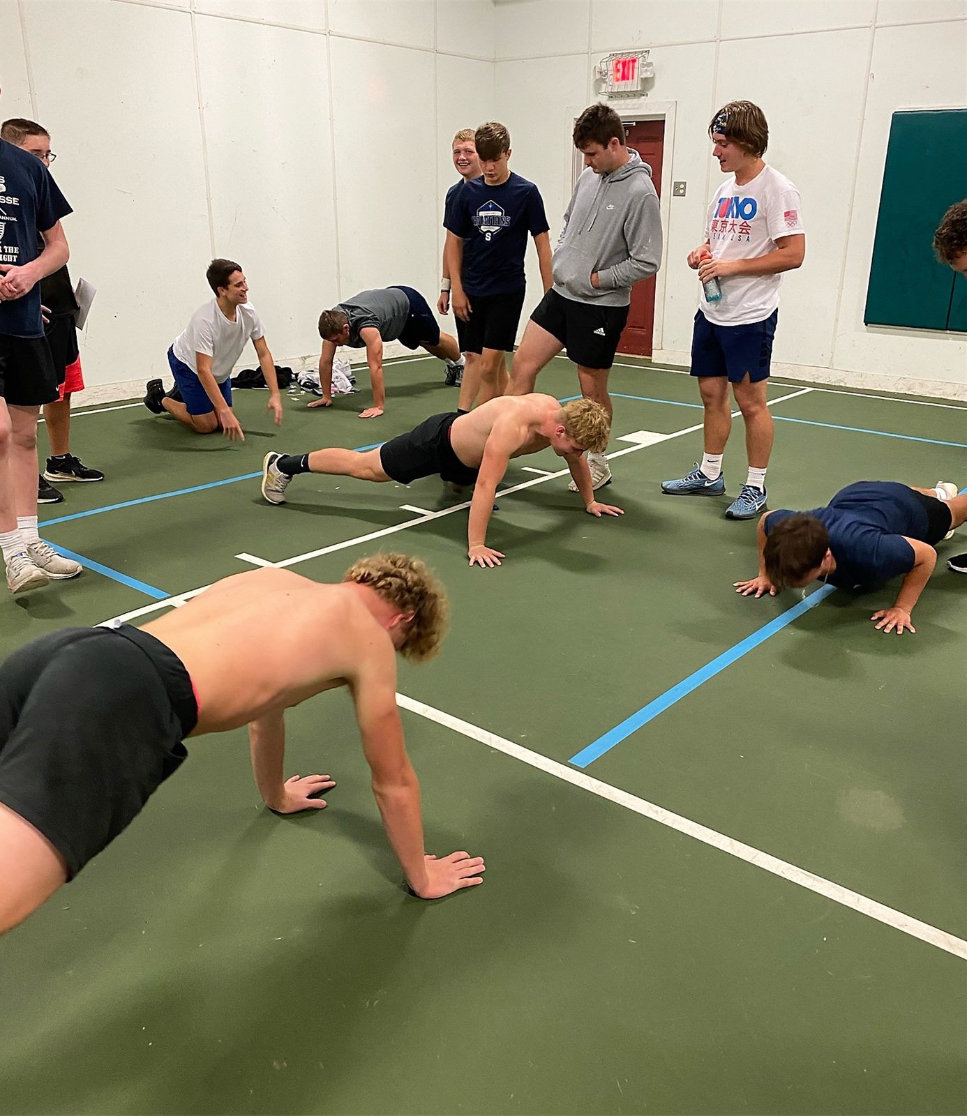 Players doing push ups at the Push Up Challenge