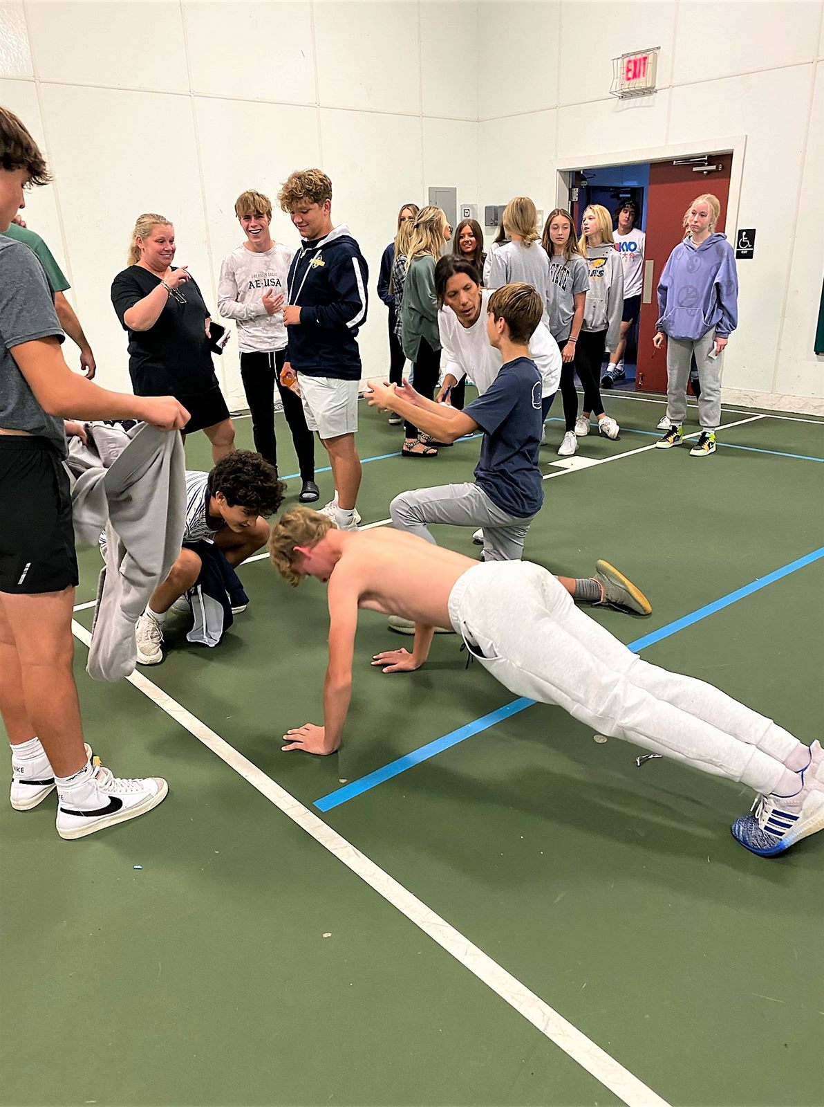 Players doing push ups at the Push Up Challenge